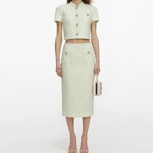 NWOT Self-Portrait Elegant Green Women's Skirt Set, Size US 0/2/4/6/8/10